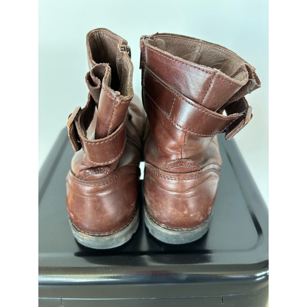 Birkenstock Collins Brown Leather Ankle Boots Side Zip Buckle Lug Sole Mens 41 - Picture 5 of 7